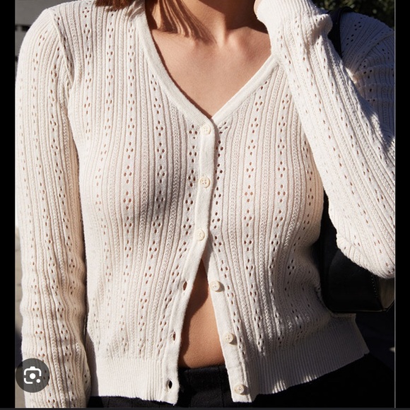 John Galt Silver Shannon Pointelle Cardigan - Picture 2 of 6